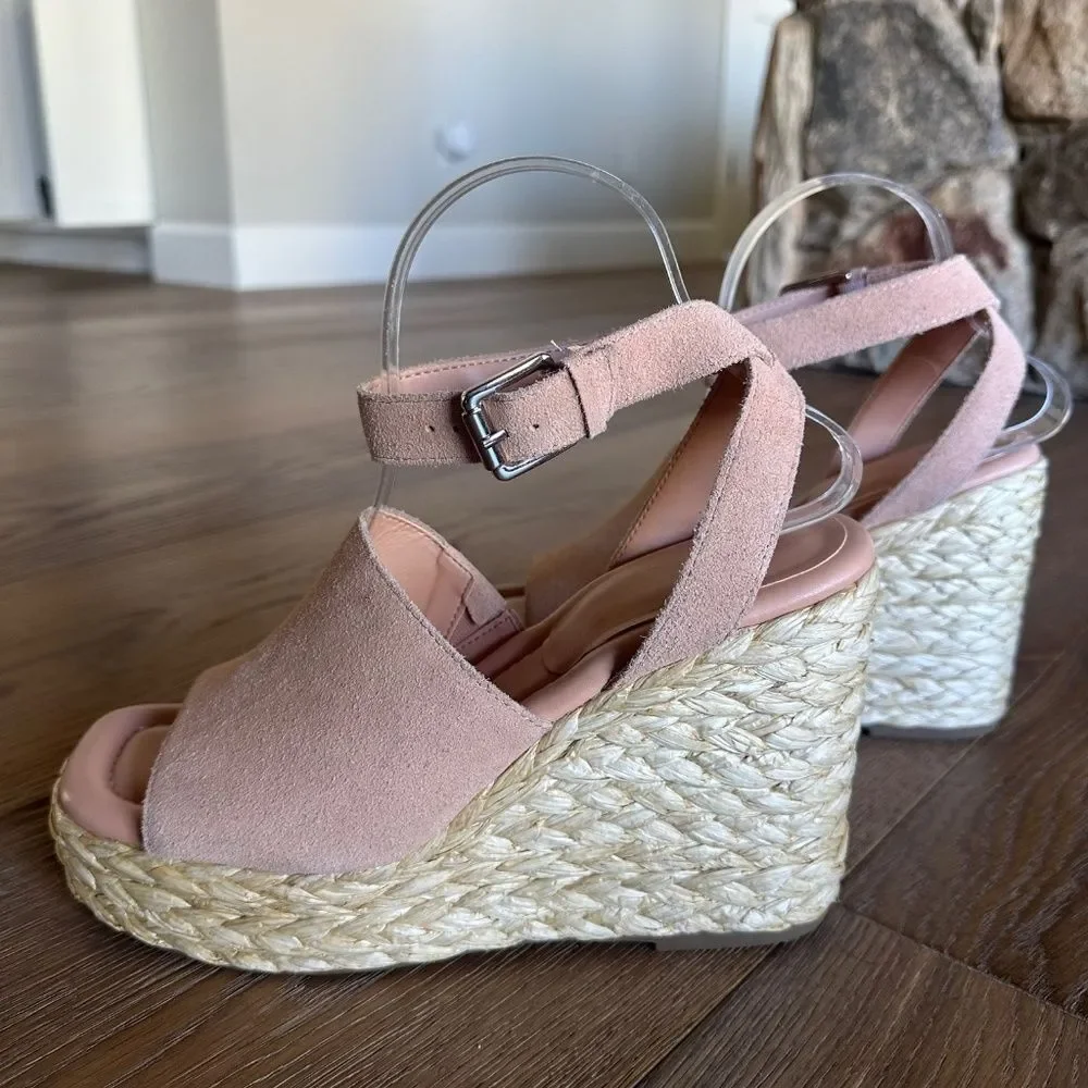 MARC FISHER LTD Nelly Ankle Strap Wedge Sandal Light Pink 681 Platform Size 9